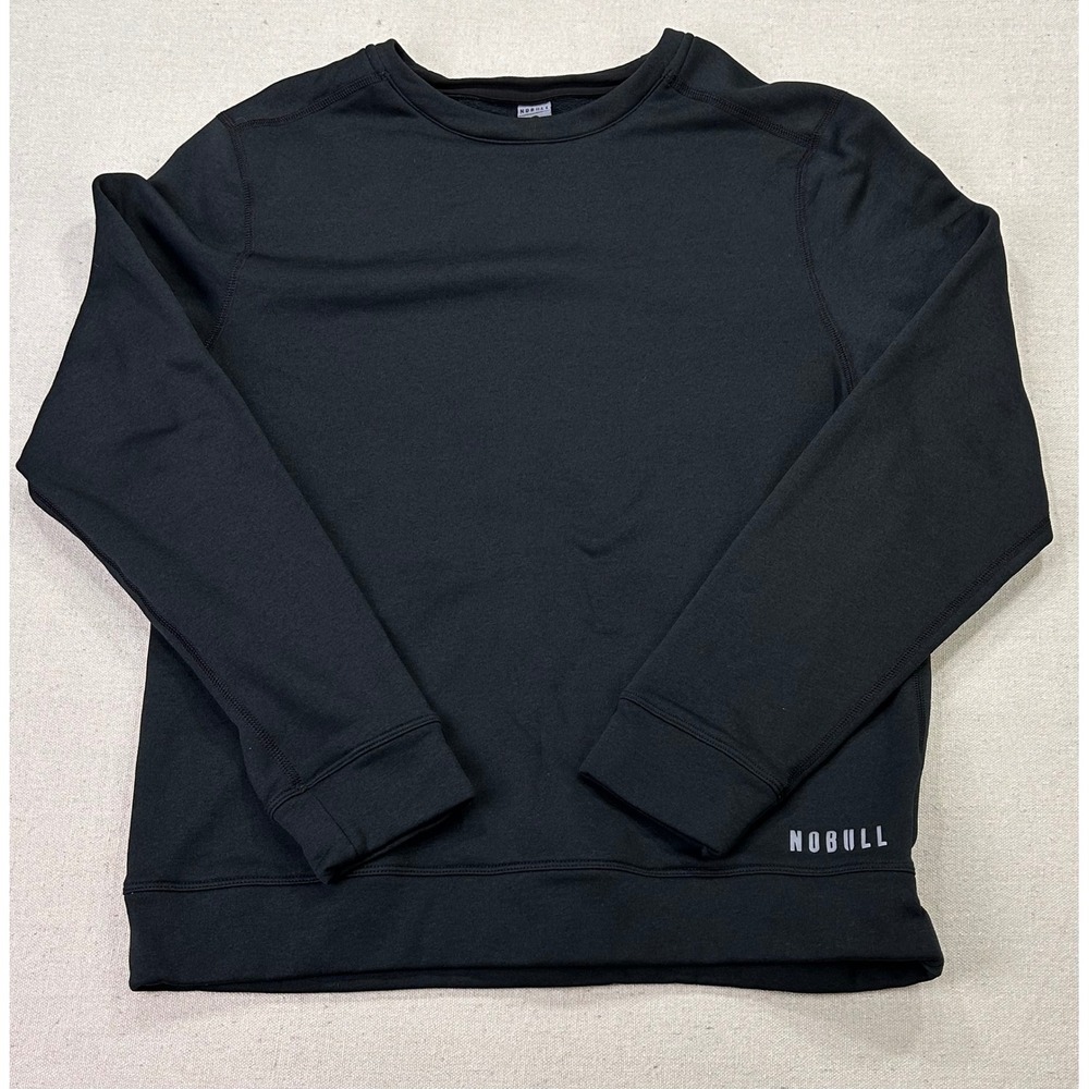 NOBULL Mens Medium Performance Crewneck Sweatshirt Black Workout Pullover